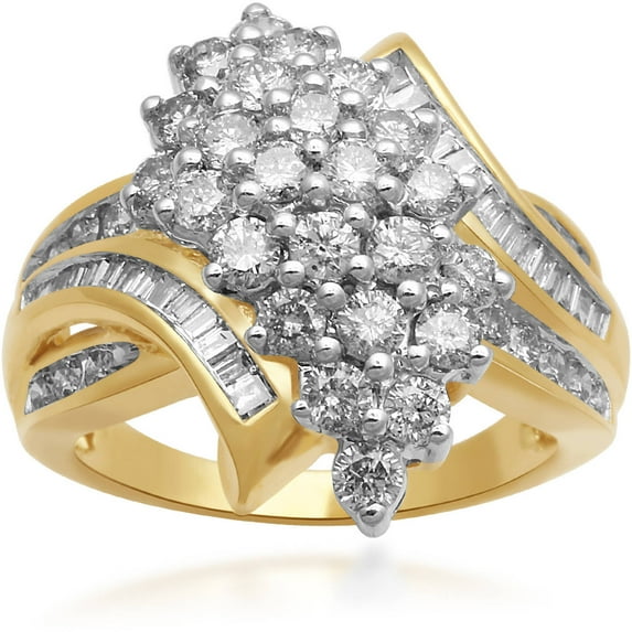 2 Carat T.W. Diamond 10kt Yellow Gold Fashion Cluster Ring