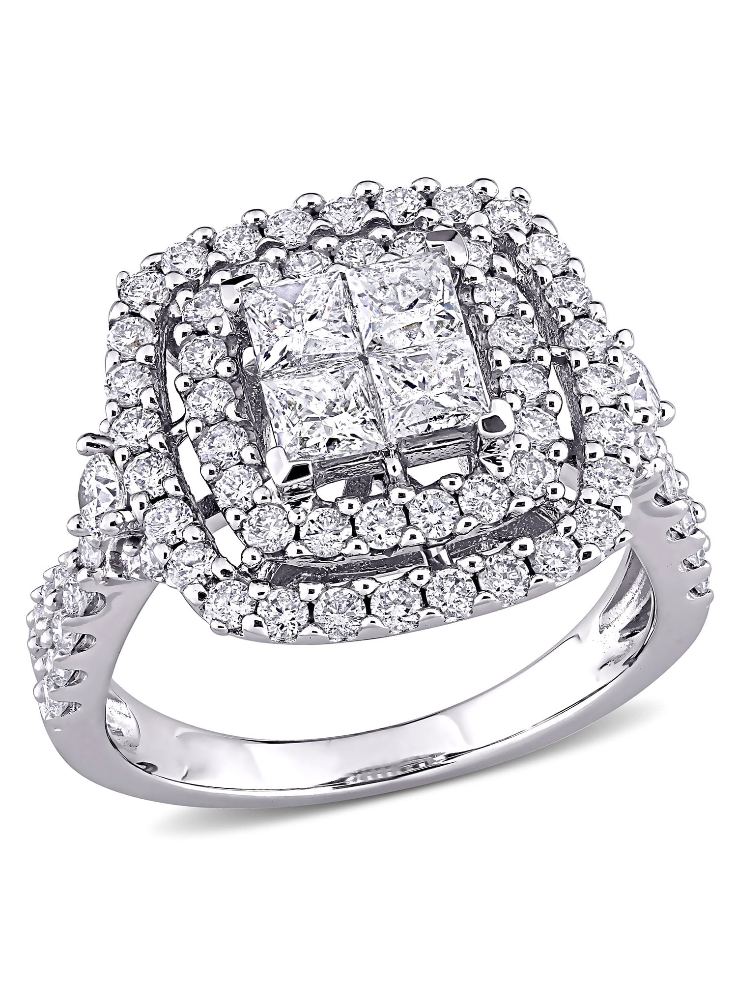 Zales 1 CT. T.w. Quad Princess-Cut Diamond Frame Engagement Ring in 10K  White Gold | CoolSprings Galleria