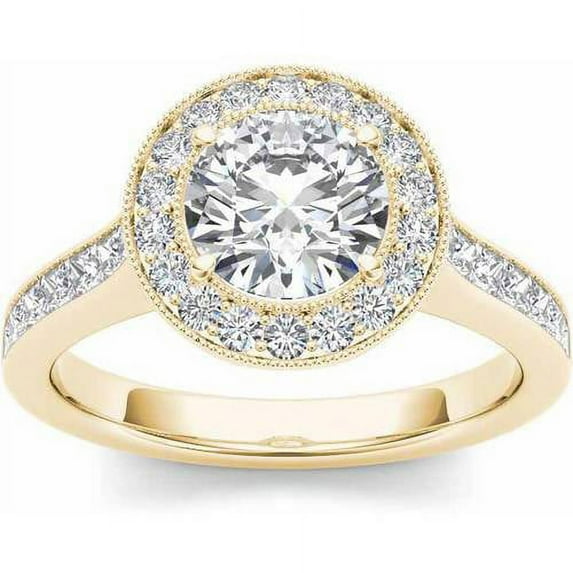 2 Carat T.W. Diamond Single Halo 14kt Yellow Gold Engagement Ring