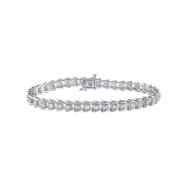 2 Carat T.W. Diamond Sterling Silver Tennis Bracelet, 7