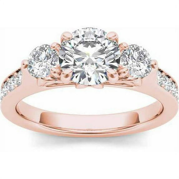 2 Carat T.W. Diamond Three-Stone 14kt Rose Gold Engagement Ring