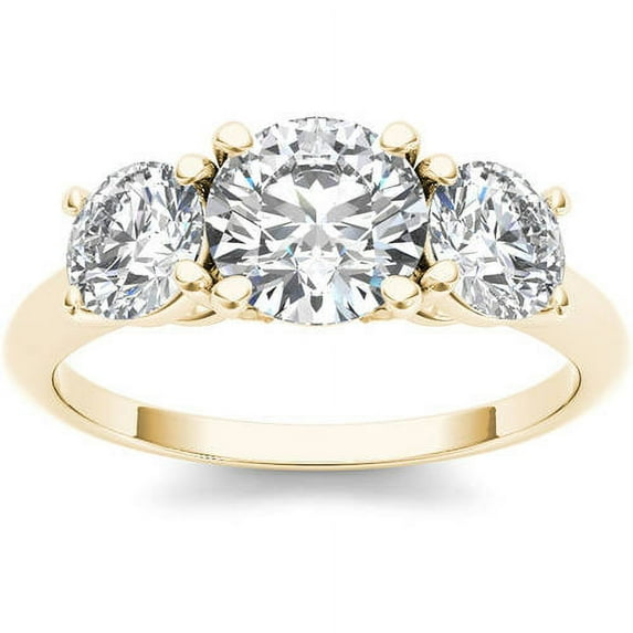 2 Carat T.W. Diamond Three-Stone 14kt Yellow Gold Engagement Ring