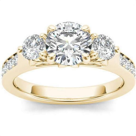 2 Carat T.W. Diamond Three-Stone 14kt Yellow Gold Engagement Ring