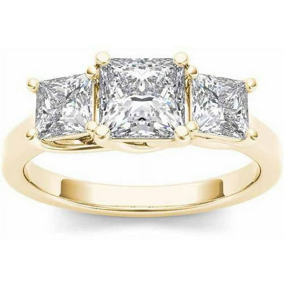2 Carat T.W. Princess-Cut Diamond Three-Stone 14kt Yellow Gold Engagement Ring