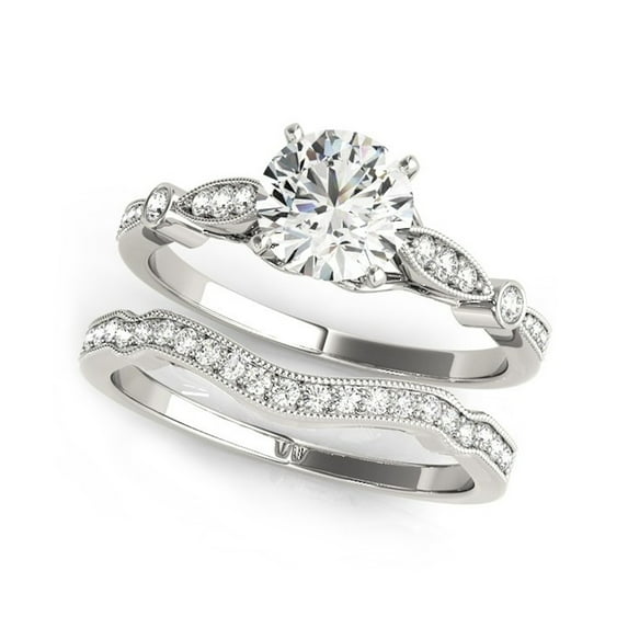 2 Carat T.W. Round Swarovski Sterling Silver Solitaire & Contoure Bridal Set