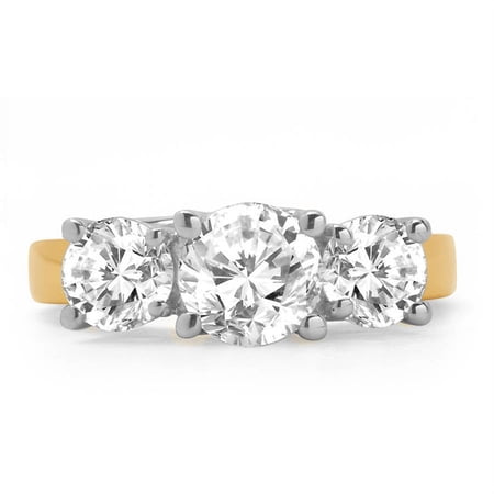 2 Carat T.W. Round White Diamond 14kt Yellow Gold 3-Stone Ring, IGL certified