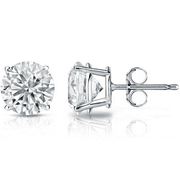 GLOBAL DIAMOND CLUB 1 Carat TW DE/VS1+ Round Brilliant Cut Lab Created Diamond Stud Earrings, Set in 14K White Gold, Push Back, Global Diamonds, BEST VALUE 90%+ BELOW LIST PRICE
