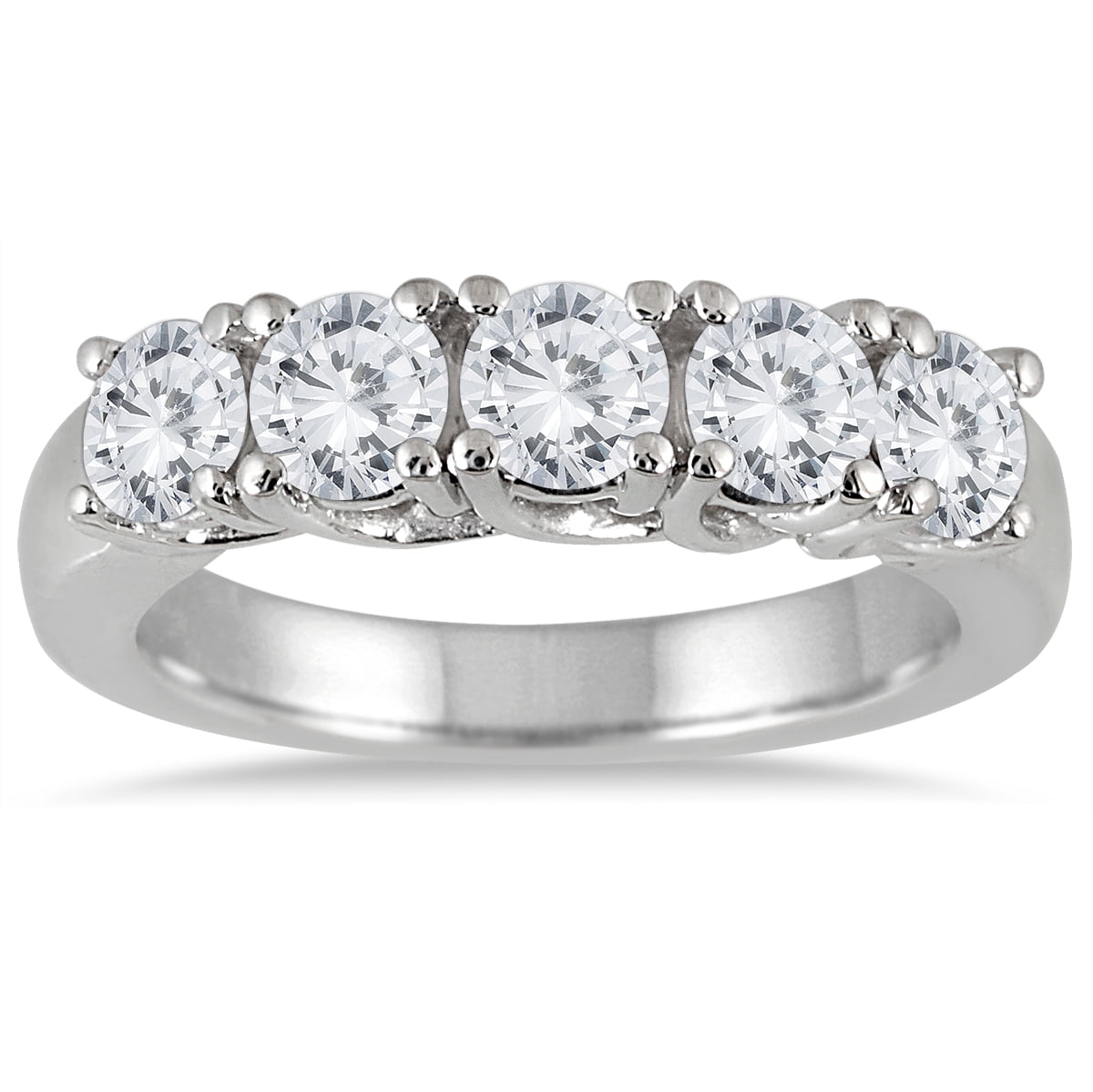 2 Carat TW Five Stone Diamond Wedding Band in 14K White Gold (J-K Color ...