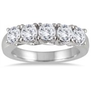 2 Carat TW Five Stone Diamond Wedding Band in 14K White Gold J-K Color, SI2-SI3 Clarity