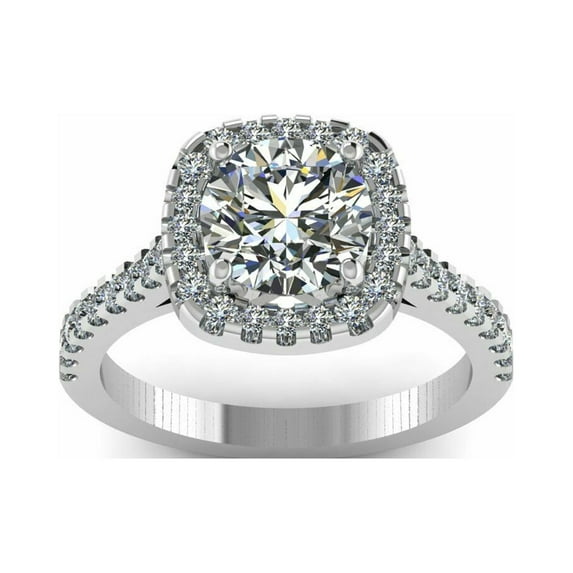 2 Carat Top Color Certified Cushion Moissanite Halo Setting / Wedding Ring /Ring for her /White/Engagement Ring /925 Sterling Silver Ring