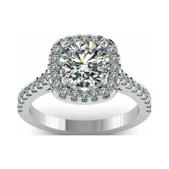 2 Carat Top Color Certified Cushion Moissanite Halo Setting / Wedding Ring /Ring for her /White/Engagement Ring /925 Sterling Silver Ring