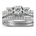 thumbnail image 1 of 2 Carat Trilogy Design Three Stone Round Wedding Ring Set in White Gold, 1 of 4