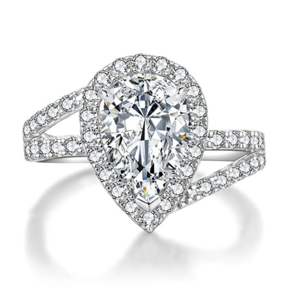2 Carat Twisted Moissanite Rings for Women D Color VVS1 Clarity Lab Created Diamond Rings 925 Sterling Silver Pear Shaped Engagement Ring Size 5-10