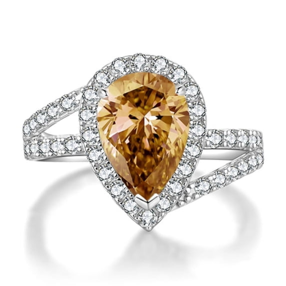 2 Carat Twisted Moissanite Rings for Women D Color VVS1 Clarity Lab Created Diamond Rings 925 Sterling Silver Pear Shaped Engagement Ring Size 5-10