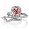 thumbnail image 1 of 2 Carat Unique Morganite and diamond Bridal Ring Set on 10k White Gold, 1 of 2