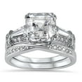 thumbnail image 1 of 2 Carat Vintage Style Sterling Silver CZ Bridal Wedding Engagement Ring Set for Women Size 8, 1 of 5