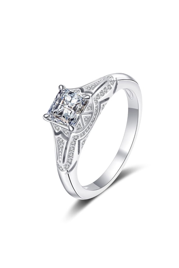 2 Carat Women Moissanite Rings, S925 Sterling Silver D Color VVS1 Princess Cut Diamond Engagement Rings, Ideal Choice for Birthday, Anniversary and Romantic Occasions with Certificate