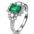 thumbnail image 1 of 2 Carat beautiful Emerald and Diamond Engagement Ring for Women in White Gold, 1 of 4