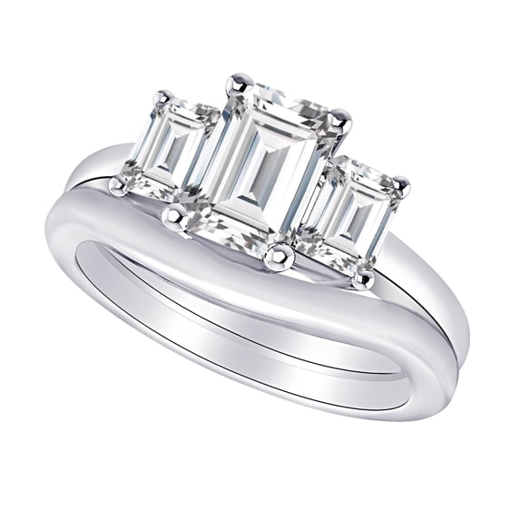 2 Carat (ctw) 14K White Gold Emerald Cut LAB GROWN Diamond Engagement ...