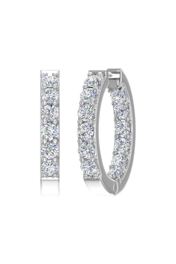 2 Carat (ctw) Inside Out Diamond Hoop Earrings in 14K White Gold (I1-I2 Clarity)