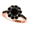 thumbnail image 1 of 2 Carats Black Diamond Flower Shape Engagement Ring 10K Solid Rose Gold, 1 of 2
