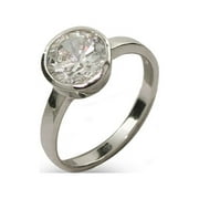 EVE'S ADDICTION 2 Carats Sterling Silver Solitare Bezel Set Cz Ring, Ring Size 8