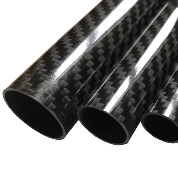 2 Carbon Fiber Tubes - 8mm x 6mm x 500mm - 3K Roll Wrapped 100% Carbon Fiber Tube Glossy Surface