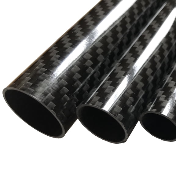 2 Carbon Fiber Tubes - 8mm x 6mm x 500mm - 3K Roll Wrapped 100% Carbon Fiber Tube Glossy Surface