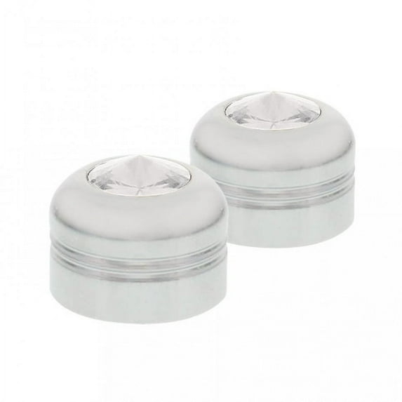 (2/Card) Chrome Aluminum 9/16" Nut Cover W/ Diamond - Clear
