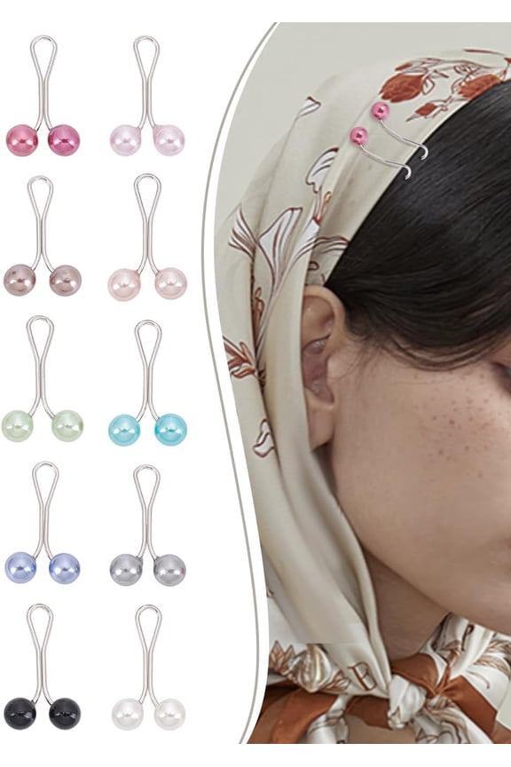 2 Cards 24 Pcs Headscarf Shawl Scarf Clips Multicolor Headscarf Pearl Pins Scarf Clip Pins Pearl Brooch Pins for Silk Clamp Scarves Hijabs Headwearand Special Occasions