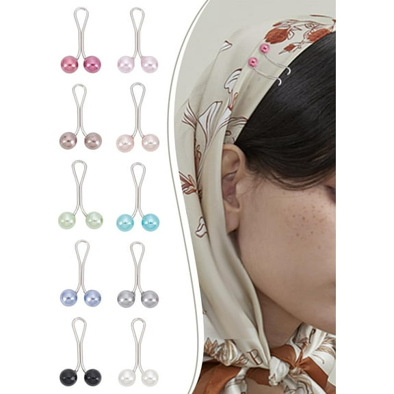 2 Cards Steel U Shape Clips Set with Plastic Beads for Silk Clamp Mixed Color 32.5x17x8mm 12pcs/card