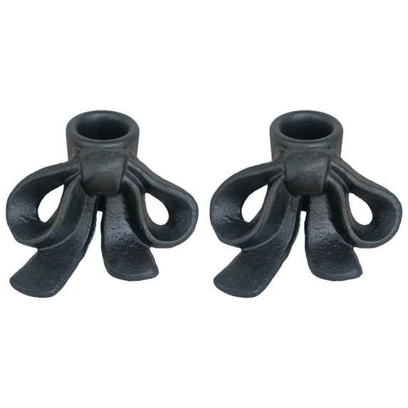 2 Cast Iron Candle Holders Vintaged Bows Design Wedding Table Candlestick