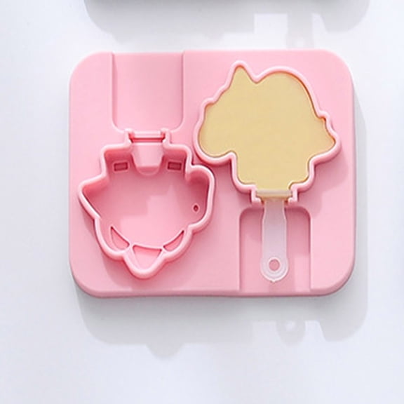 2 Cavities DIY Rhinoceros Shaped Popsicles Mold 2 in 1 Rhino Ice Cream Palettes Mold Reusable Wild Animal Design Cakesicle Mold Cake Pop Maker Ice Pop Mold for Freezer Yogurt Fruit Juice(D)