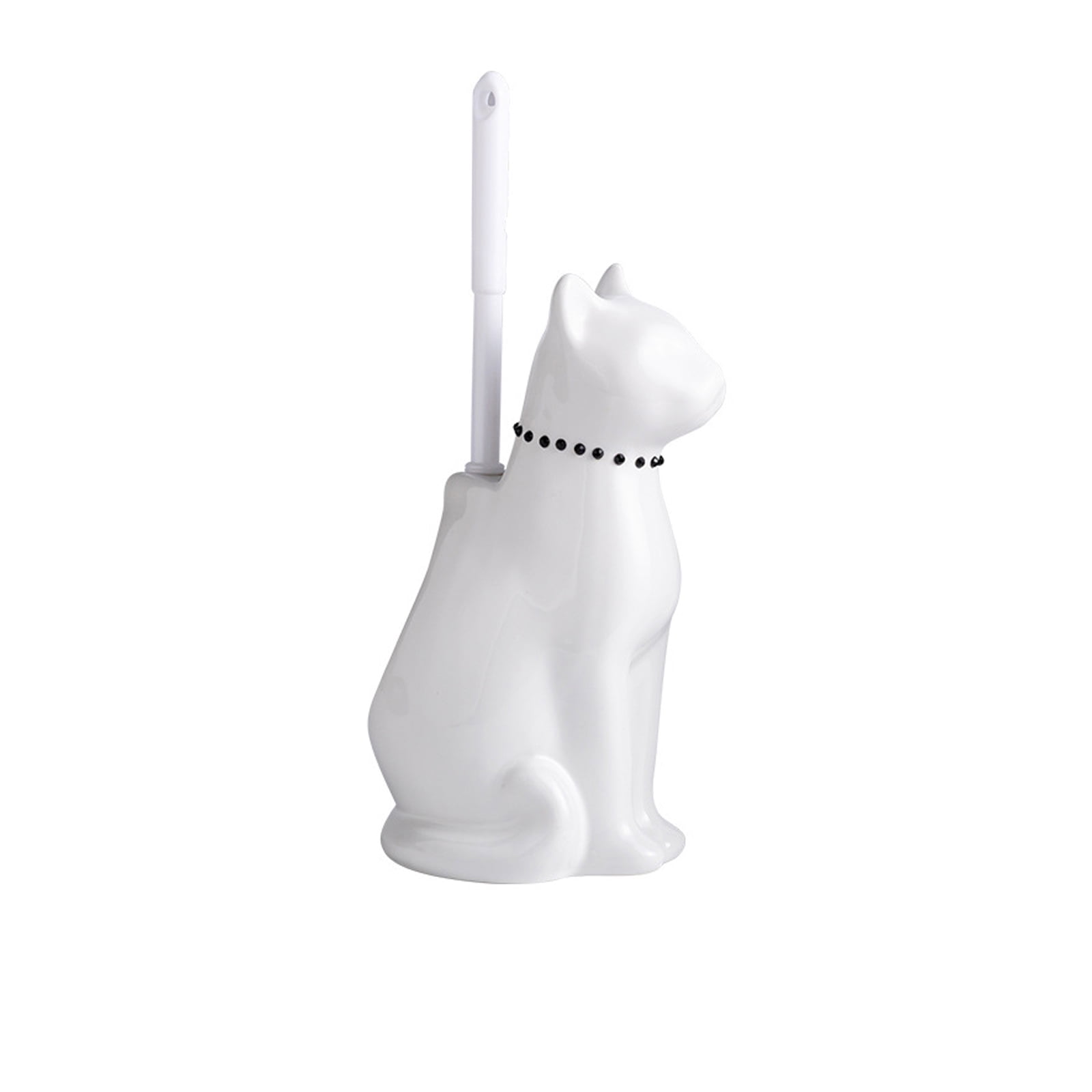 2. Ceramic Cats Base Toilet Bowl Brush & Holder, Soft Bristles Freestanding Brush for Bathroom