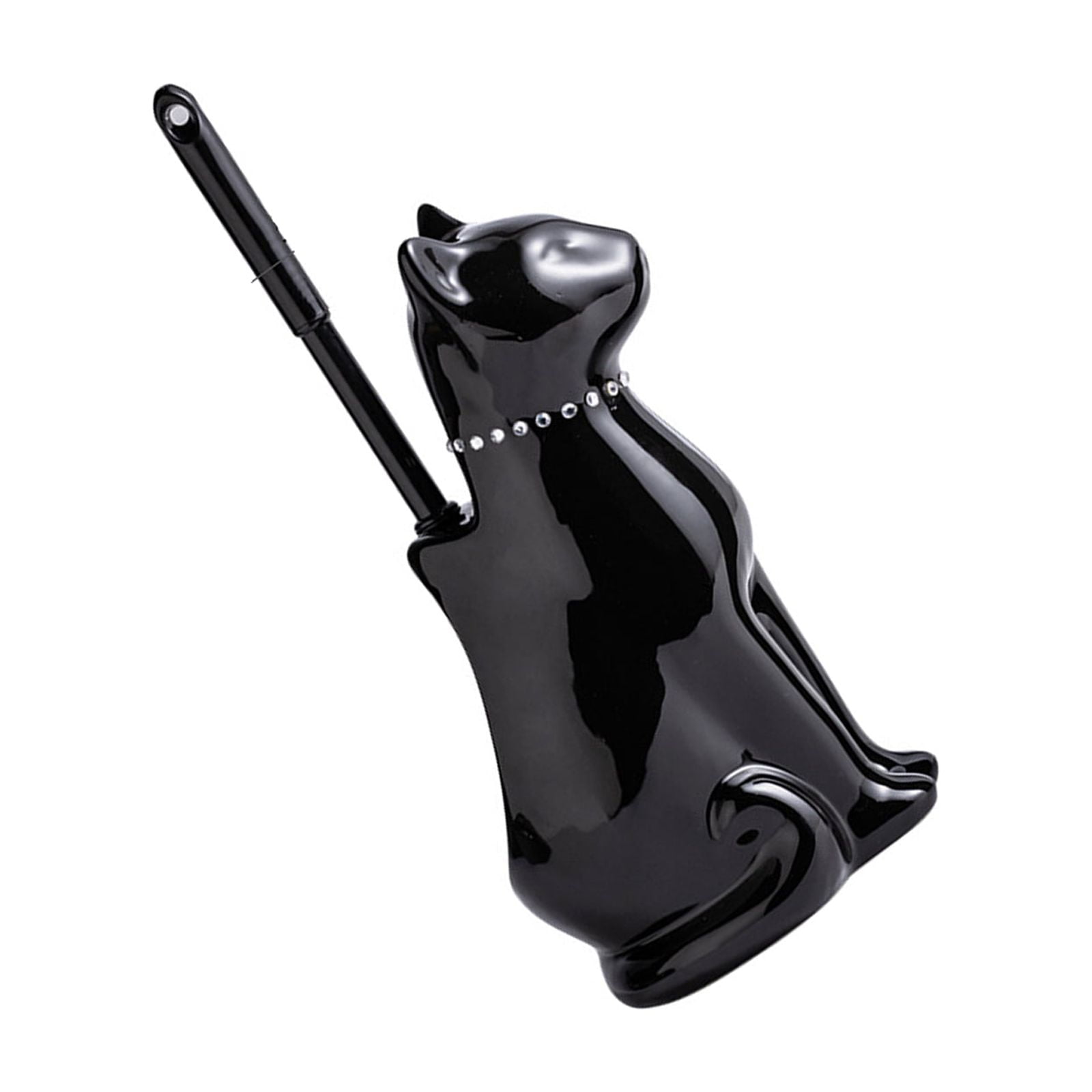 2. Ceramic Cats Base Toilet Bowl Brush & Holder, Soft Bristles Freestanding Brush for Bathroom
