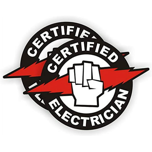 (2) Certified Electrician Hard Hat Stickers / Helmet Decals Labels Lunch Tool Box | Size: 2" | Set of 2 Stickers!