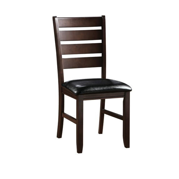 Of 2 Chairs - Rich Cherry Wood & Soft Black Synthetic Leather Side With Finish. Modern Dining Room Seating. And Seat. Construction. Elegant Upholstery. Versatile For Areas. Easy Knockdown Assembly.