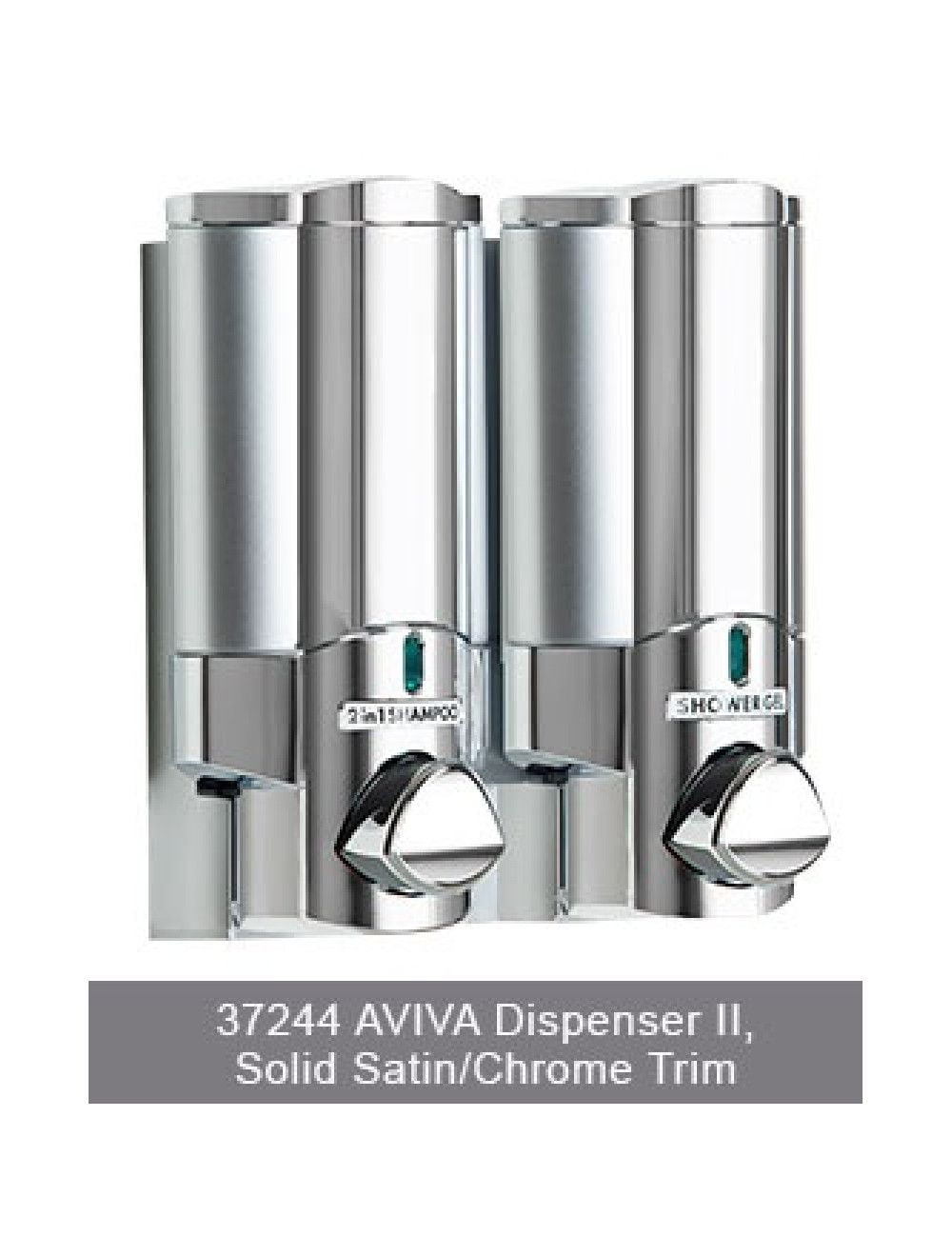 2Chamber AVIVA Liquid Bath Amenities Dispenser Chrome w/Solid Satin