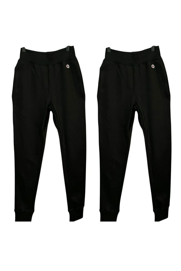2 Champion Youth Boys Girls Fleece Joggers Pants 24x31" Solid Black Athletic Fit