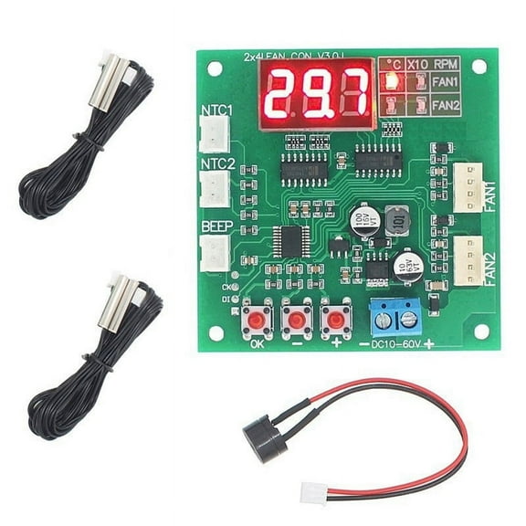 WM25 2 Channel 4 Wire DC 12V 24V 48V PWM Motor Fan Speed Controller Digital Display Governor