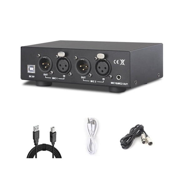2 Channel 48V Phantom Power Supply, Universal Compact Phantom Power for Condenser Microphone Music Recording Equipment,1 x 48V Phantom Power 1 cable 1 x audio cable 2 x XLR Cables,Black