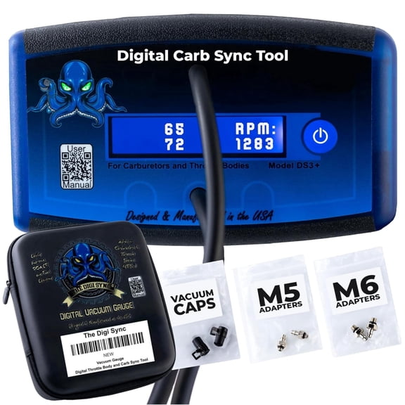 2-Channel - The Digi Sync Digital Throttle Body & Carb Sync Tool, Easy to Use & Accurate Carburetor Synchronizer, Vacuum Gauge Carburetor, Peaking Manometer, for Carbureted & Fuel-Injected Engines