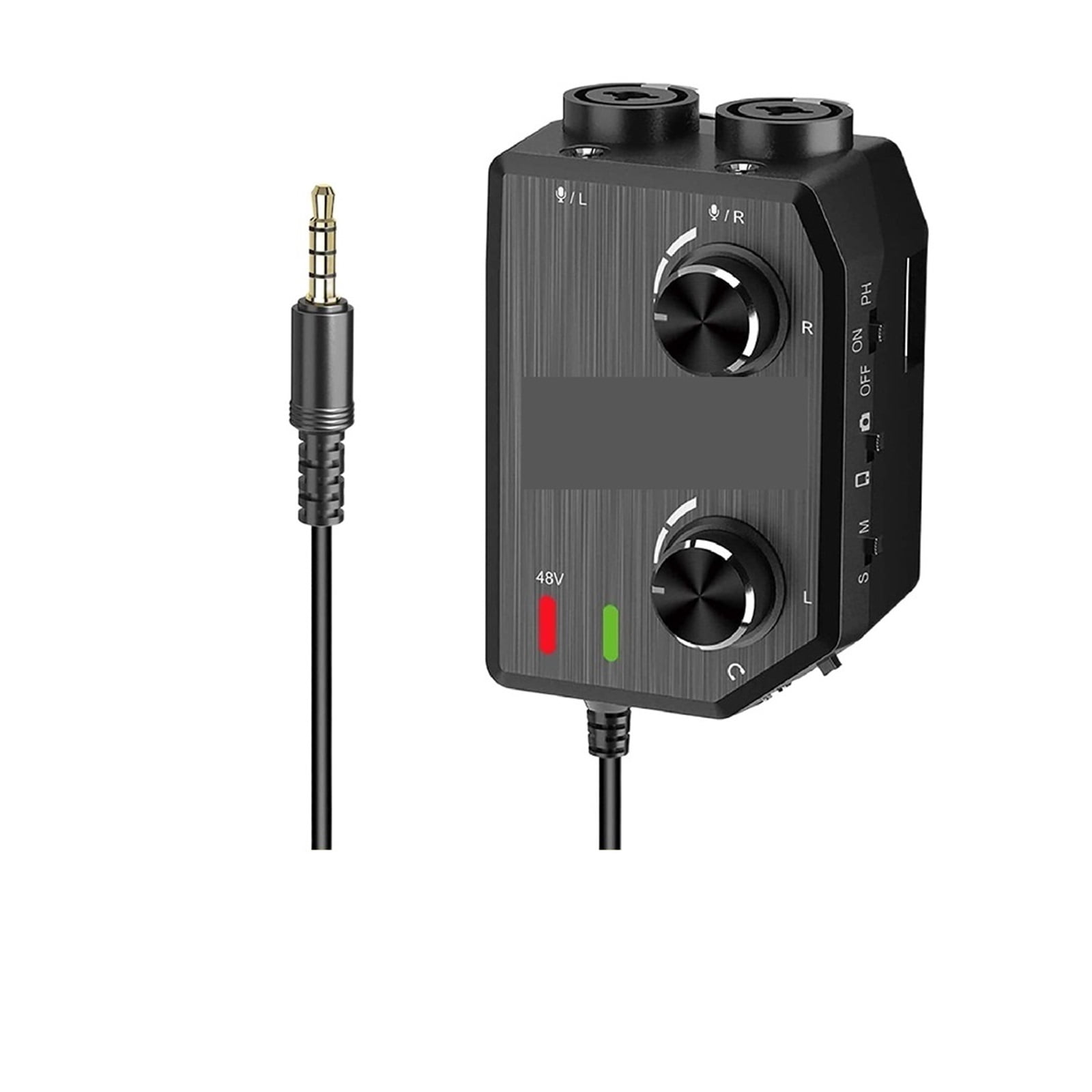 2-Channel Microphone Audio Mixer Preamp With Phantom Power, Guitar Audio Interface Microphone For Camera