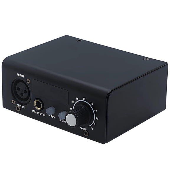 2-Channel Microphone Preamp, Professional XLR Audio Interface Amplifier, Mic Signal Booster with 48V Phantom Power, Studio Recording Equipment for Live Sound and Podcast