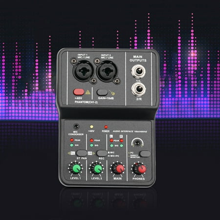 2 Channel Mini Audio Mixer USB DJ Sound Mixing Console Amplifier Studio for home KTV, conferences