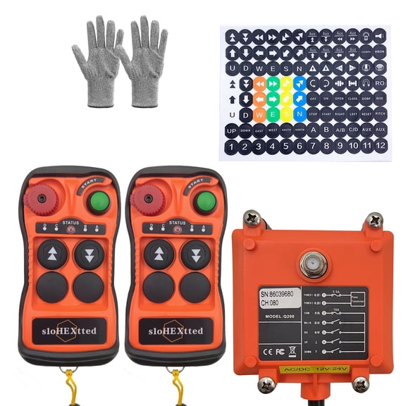 2 Channel Mini Industrial Wireless Crane Radio Remote Control 110V for Electric Chain Hoist Overhead Bridge Travelling Crane Truck Two Transmitter and One Receiver
