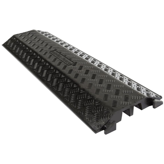 Cable Protector, 1-7/8 in H, 39-5/8 in L, 12 in W, 2 Channel, Rubber, Black