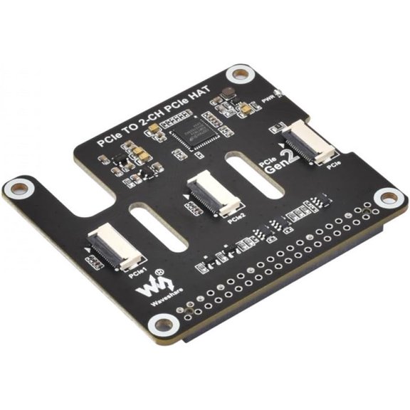 2-Channel PCIe FFC Expansion Board for Development Boards, Compatible with 5, Supports Stacking Multiple Hats for IoT and DIY Electronics Projects SKU-30490