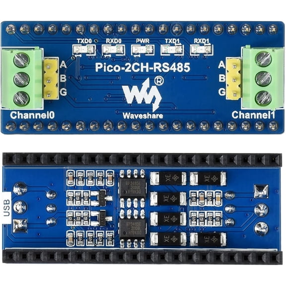 2-Channel RS485 Module Expansion Board for Pico, SP3485 Transceiver, UART to RS485, 300500000bps BAUDRATE