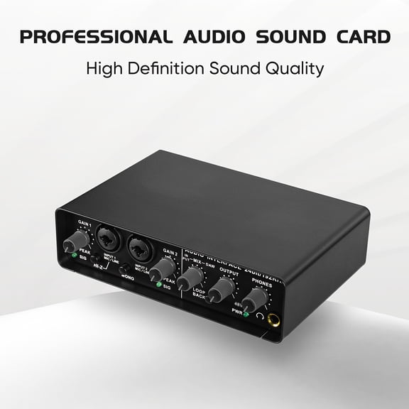 USB Audio Interface for PC Computer Recording Music, 2-Channel Guitar Audio Interface for Mac 24 Bit/192kHz Podcasting Streaming for Vocalist Producer with Dual 48V Phantom Power